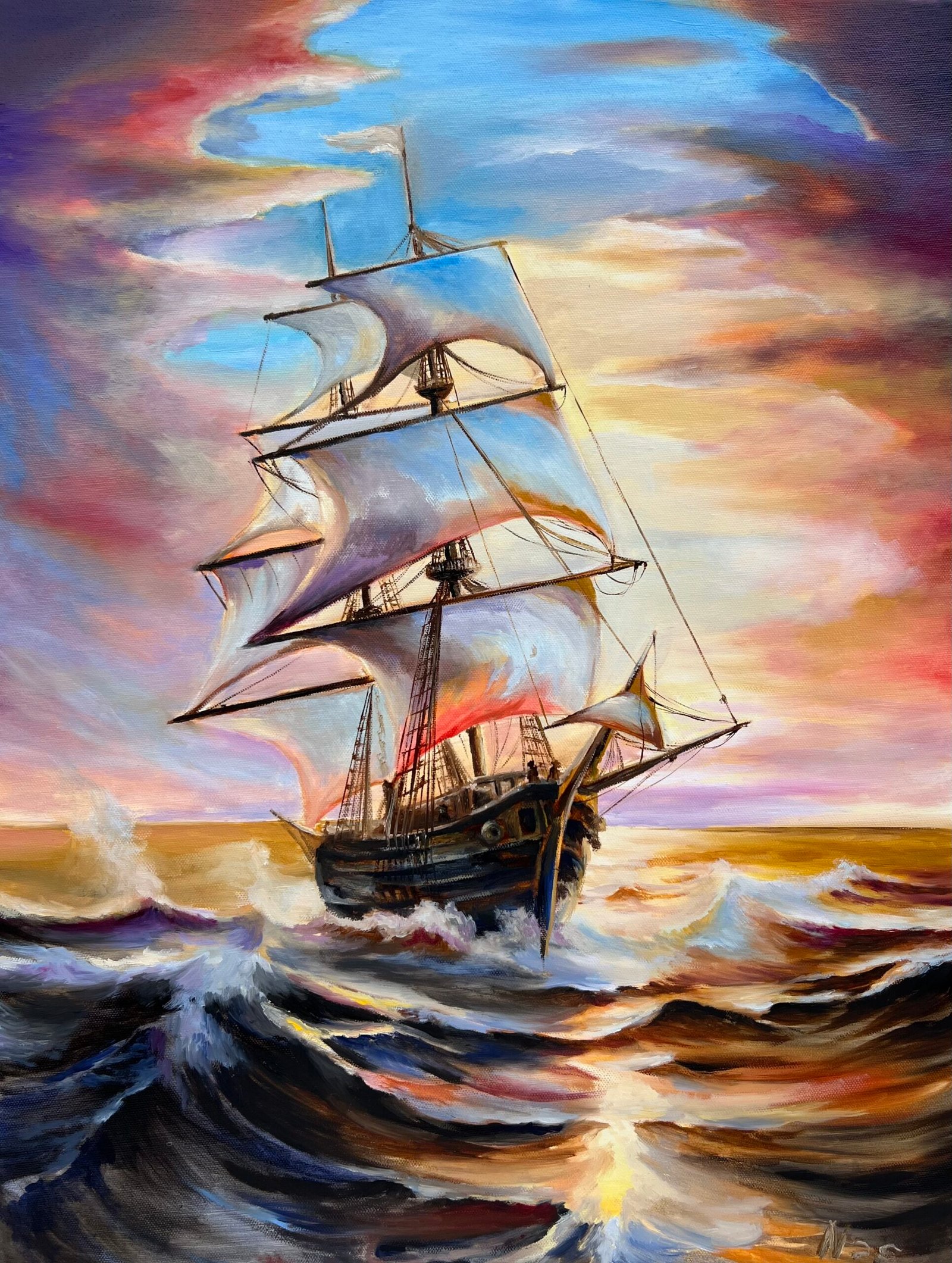 Sailing painting, Sea Landscape