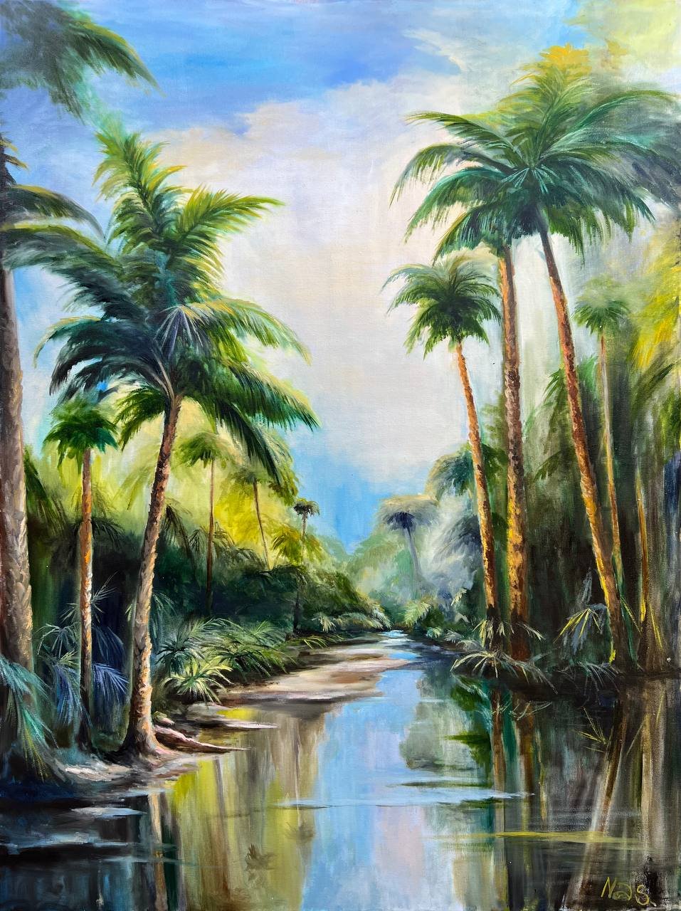 Original Tropical Palm Tree Painting