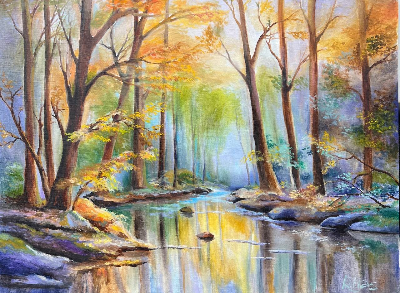 Forest Painting with river