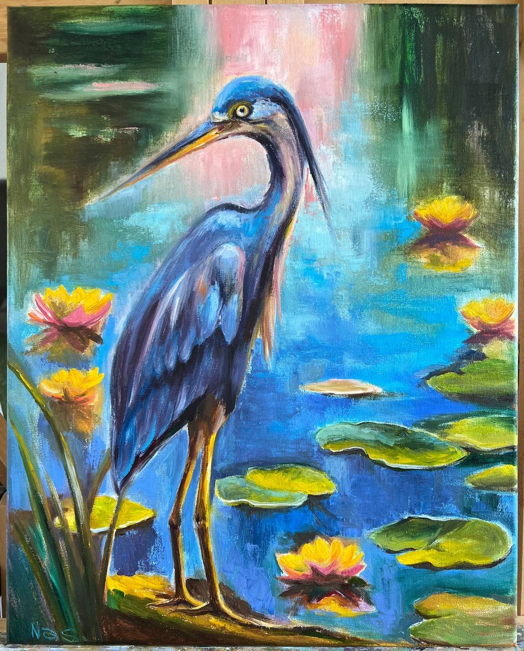 Blue Heron on the Pond
