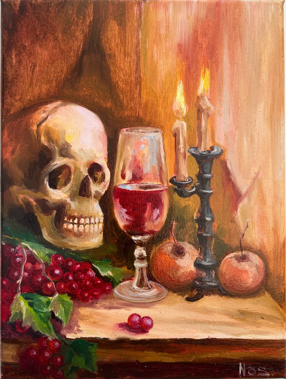 Skull with Wine