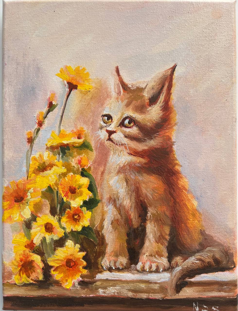 Kitty and Flowers